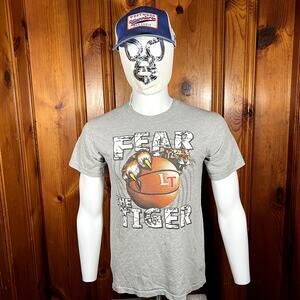 Prairie Mountain S Y2K Fear Tiger Basketball Tee Gray Athletic Graphic